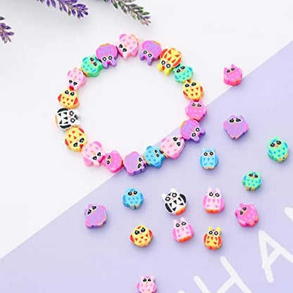 100pcs Owl Polymer Clay Spacer Beads for Women Jewelry Making DIY Bracelet Necklace Hair Clip Accessories (Owl) - Image 2