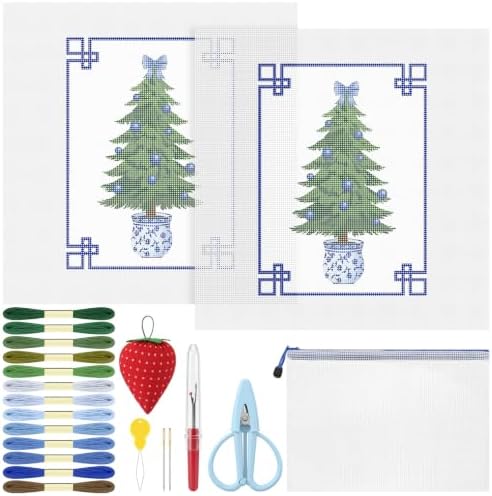 XunYee Needlepoint Canvas Kit, Chinese Christmas Tree by XunYee