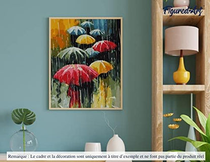 Figured'Art Paint by Numbers for Adults Farandole of Umbrellas 16"x20" - Craft Art Painting DIY Kit Rolled Canvas Without Frame - Image 4