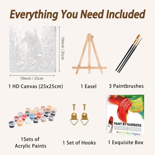 AUKELHJ Framed Paint by Numbers Kit for Adults, Cat, 10x10 inch - Image 5