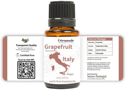 Nature Packaged Grapefruit Essential Oil - Direct from Citrusmade in Sicily- Pure Essential Oil for Diffusers and Aromatherapy | 100% Pure Therapeutic Grade (2LBS)