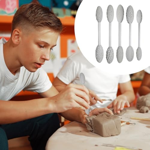 5PCS Double-Ended Clay Sculpting Tools, Polymer Clay Texture Tools Set with Wooden Handle for Pottery, Ceramics, DIY Art Modeling - Professional Sculpting & Detailing Kit - Image 7