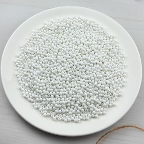 2000pcs Acrylic Round Beads for Crafts 4mm Resin Candy Color Spacer Beads with Hole for Jewelry Making Sewing Crafts Decoration Necklaces Bracelets Earrings Supplies(White) - Image 2