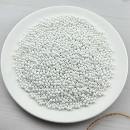 2000pcs Acrylic Round Beads for Crafts 4mm Resin Candy Color Spacer Beads with Hole for Jewelry Making Sewing Crafts Decoration Necklaces Bracelets Earrings Supplies(White) - Image 2