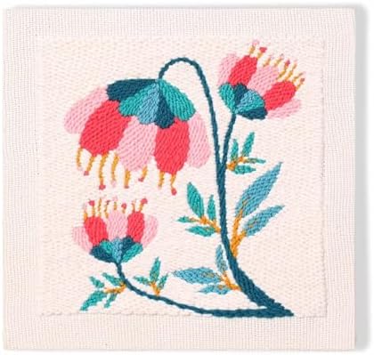 LB Pink Floral Punch Needle Kit Frame, Punch Needle Kits Adults Beginner Hand Embroidery Starter Kit with Flower Pattern and Instructions Punch Needles Embroidery Kit Include Embroidery Hoop Threads by LB