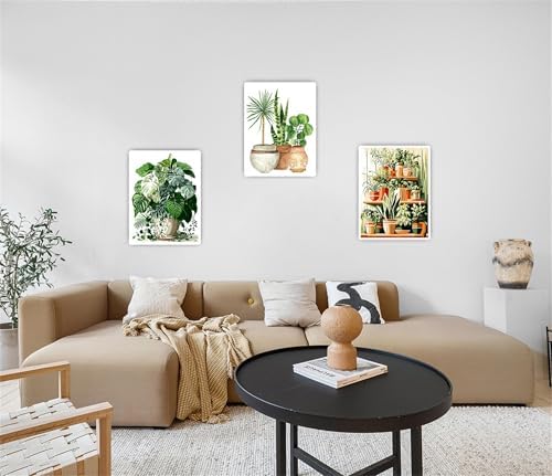 Jiqinsiye 3 Pcs DIY Plant Paint by Numbers for Adults,Wooden Framed Painting by Number Kits on Canvas,Acrylic Color by Numbers for Adult Beginner,Gifts Decor for Home Wall Room (Green Plant) - Image 7