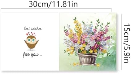 Diamond Art Painting Cards,6 Pack Gem Art Greeting Cards with Envelopes, 5D Diamond Dots Kits Birthday Cards Making Kits for Adults Family Friends Birthday Gifts(Flower Bucket) - Image 7