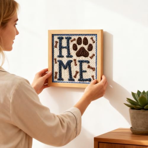 INFUNLY Punch Needle Kit for Adults Beginner Dog Home Punch Needle Kits with Fabrics Floss Instruction Pet Paw Needlepoint Embroidery Kits for Craft Lovers and Home Decor - Image 7