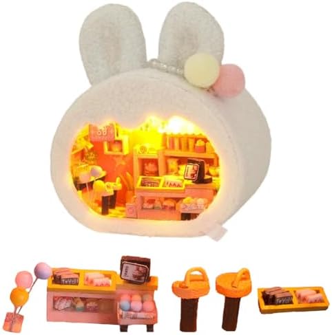 DIY Miniature House Kit, Cute Animal Style Wood Dolls House Model with LED Light - Creativity Gift for Women and Adults - Image 7