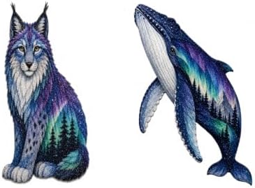 Northern Lights Animal Embroidery Kit DIY Fabric Patchwork Craft Set (WH+L) by Unknown