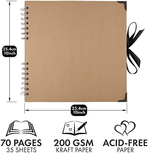 10 x 10 Inches Scrapbook Album For 4 x 6, 8 x 10 Pictures, 70 Pages, Brown - Image 2