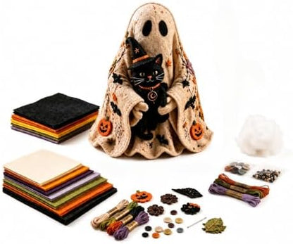 Halloween Ghost Felt Quilt DIY Sewing Kit, Pre-Cut Fabric Felt Ghost Craft Supplies, Beginner Hand Sewing Kit, DIY Ghost Tabletop Ornament, Fall Halloween Home Decor Craft Gift for Adults & Kids by Unknown