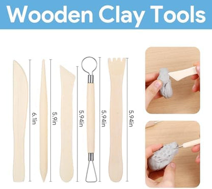 NYTGAH 42 PCS Air Dry Clay Tools, Practical Polymer Clay Sculpting Tools Kit for Adults, Pottery Clay Kit for Dotting, Carving, Drawing, Molding, Modeling, Shaping - Image 3
