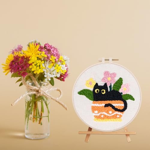 Louise Maelys Cat Plant Pattern Embroidery Kit for Beginners - Image 6