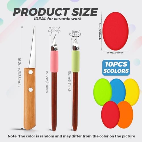 Leriton 2 Pack Clay Carving Tools Pottery Scrapers, Set 3, Multicolor - Image 2