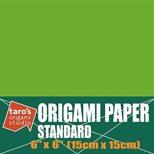 [Taro's Origami Studio] Standard 6 Inch One Sided Single Color (Green) 50 Sheets (All Same Color) Square Easy Fold Premium Japanese Paper for Beginner (Made in Japan) - Image 2