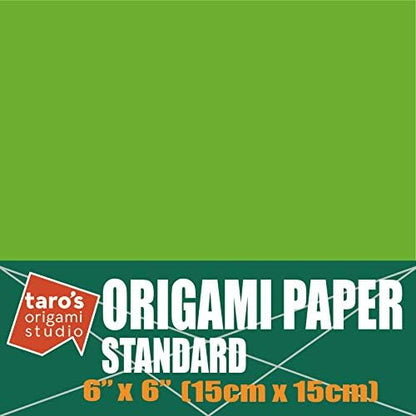 [Taro's Origami Studio] Standard 6 Inch One Sided Single Color (Green) 50 Sheets (All Same Color) Square Easy Fold Premium Japanese Paper for Beginner (Made in Japan) - Image 2
