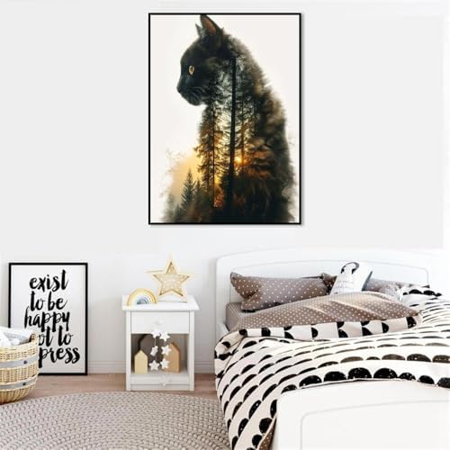 Clendo Forest Cat Paint by Numbers for Adults, Painting by Numbers Kit on Canvas for Beginners, Adults' Paint-by-Number Kits Oil Painting Kits for Gift Home Wall Decor 16x20 Inch - Image 5