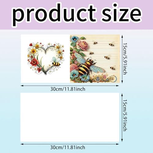 6Pcs Greeting Card DIY Diamond Art Painting Greeting Cards Special Shaped Holiday Blessing Folding Card Kit with Envelopes Arts Crafts for Birthday Festival-Bee - Image 4