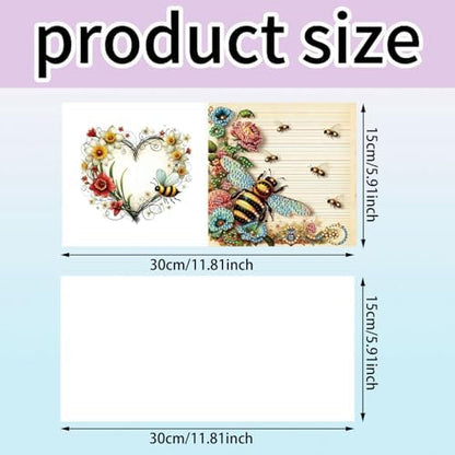 6Pcs Greeting Card DIY Diamond Art Painting Greeting Cards Special Shaped Holiday Blessing Folding Card Kit with Envelopes Arts Crafts for Birthday Festival-Bee - Image 4
