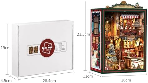 DIY Christmas Store Book Nook Kit, Miniature House with LED Light, 264pcs Wooden 3D Puzzles for Adults Teens, Bookshelf Decor Scale Model, Cultural Handmade Gift for Christmas & Book Lovers - Image 6