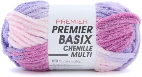 Premier Basix Chenille Brights Yarn, Plush Bulky Chenille Yarn for Crocheting & Hand Knitting, Soft Yarn for Cozy Projects, Chunky Yarn for Hand Knitting, Tulip by Premier