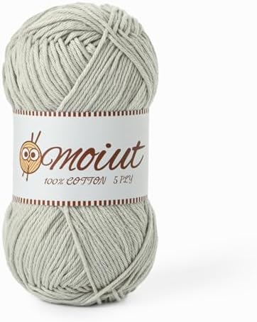 Cotton Yarn for Crocheting, Baby Yarn for Crocheting Soft, 131yds / 1.76oz Fluffy Amigurumi Crochet Yarn, 5 Ply 100% Milk Cotton Yarn for Puzzle、Socks、Clothes(Light Grey) by OMoiut