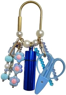 MEYAGO Needlepoint Bag Charm Tool Kit with Mini Embroidery Scissors, Needle Threader, Needle Holder Tube & Gold Keyring, Portable Embroidery Accessories for Cross Stitch Sewing DIY Crafts (Blue) by Unknown