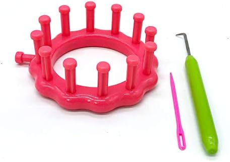 WAYION Round Knitting Loom Plastic Hat Weaving Looms Kit with Loom Hook/Needle, Creativity for Friends Small Knitting Loom Kit - Perfect for Sock, Hat, Leg & Arm Warmers, Scarf & More (Pink) by WAYION