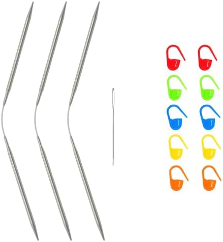 3Pcs Size US 7 (4.5mm) 9-inch (23cm) Double-Pointed Flexible Circular Needles，Handmade DIY Projects Like Sweater, Scarf, Gloves, ect by YangTianXu