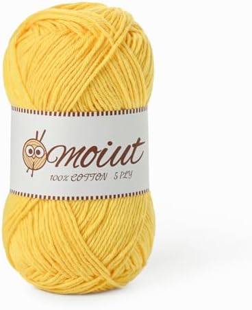 Cotton Yarn for Crocheting, Baby Yarn for Crocheting Soft, 131yds / 1.76oz Fluffy Amigurumi Crochet Yarn, 5 Ply 100% Milk Cotton Yarn for Puzzle、Socks、Clothes(Golden Yellow) by OMoiut