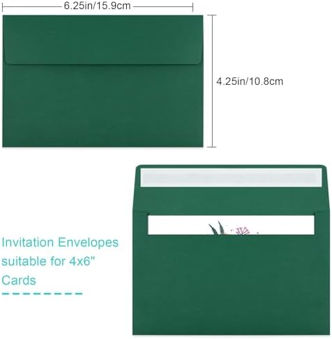 65 Packs 4x6 Envelopes A4 for Invitations, Printable Envelope Self Seal For Weddings, Invitations, Photos, Greeting Cards, Mailing (Dark Green) - Image 2