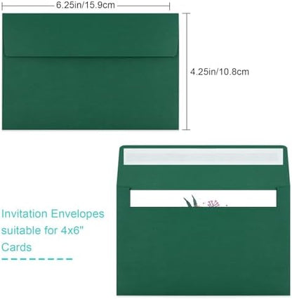 65 Packs 4x6 Envelopes A4 for Invitations, Printable Envelope Self Seal For Weddings, Invitations, Photos, Greeting Cards, Mailing (Dark Green) - Image 2