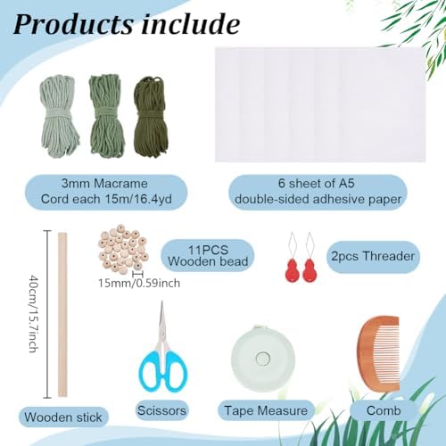 FREEBLOSS Macrame Leaf Wall Hanging Kit Boho Leaves Macrame Tapestry Macrame Kit for Beginners Handmade Woven Hanging Tapestry Bohemian Macrame Wall Art for Living Room Bedroom - Image 2
