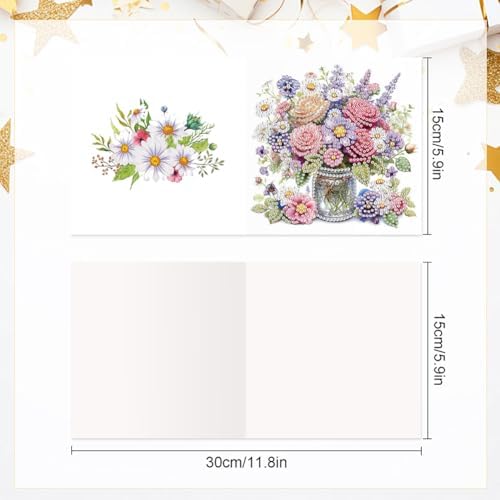 Diamond Art Cards with Envelopes–6PCS DIY Diamond Painting Greeting Cards Kit | Card Making Kit with Bling for Adults & Beginners | Birthday,Holiday & Thank You Cards (Bouquet) - Image 4