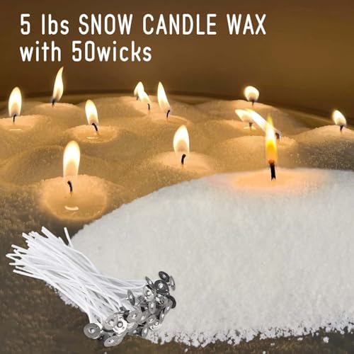 5LB Natural Pearled Candle Making Kit with 50 Cotton Wicks, Reusable and Refillable Pearled Candles for DIY Sand Candle Making - Image 5