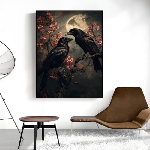 Gothic Raven Paint by Numbers Kit for Adults Framed Canvas, Frameworkless - Image 5