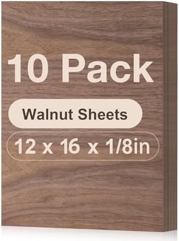 Rowood 10 Pack Walnut Plywood 1/8,12x16x1/8inch,3mm Thick Unfinished Wood for Laser Cutting and Engraving,DIY Ornaments,Wood Burning,Models Drawing by RowoodAssembleArtDecorateLife
