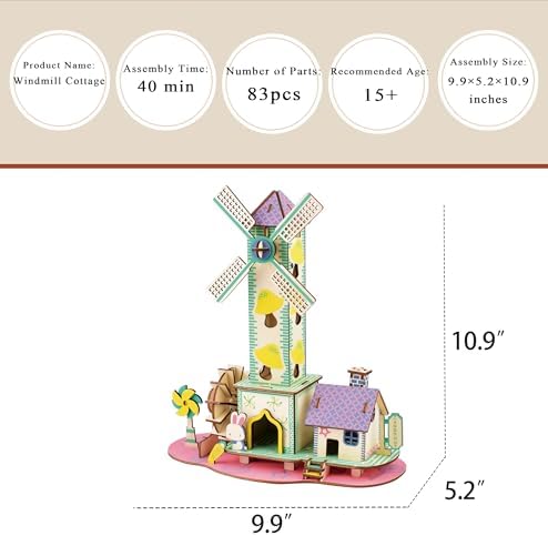 Log Cabin 3D Wooden House Puzzle,DIY Mini Building Model Kit，005 - Image 2