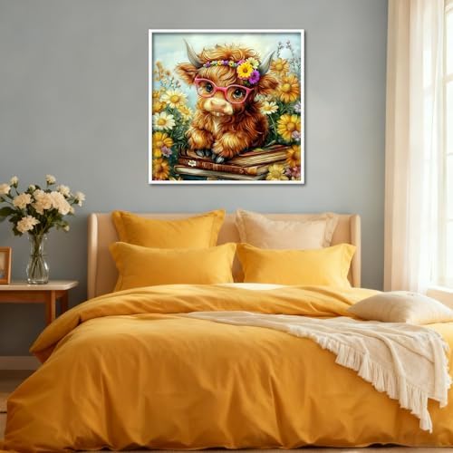 Highland Cow Paint by Numbers Kit for Adults with Frame & Easel 8x8inch - Image 4