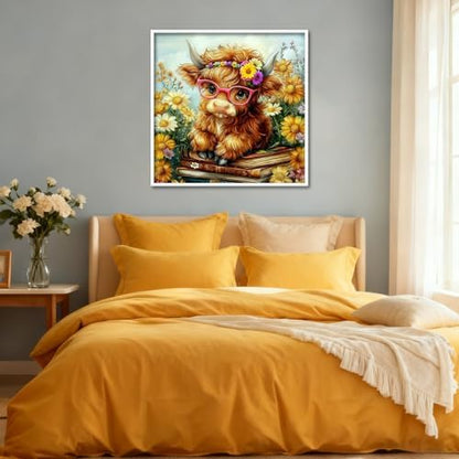 Highland Cow Paint by Numbers Kit for Adults with Frame & Easel 8x8inch - Image 4