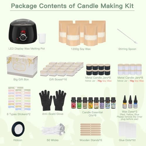 ZEROMX 161PCS Candle Making Kit for Beginners with Digital Wax Melter - Image 2