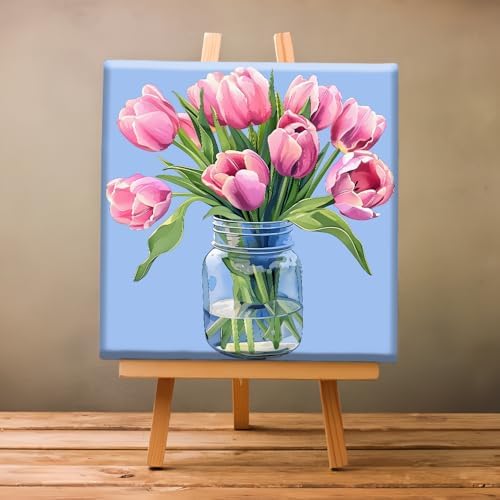 Natuyalo Paint by Numbers Kit for Adults Beginners, 12" Wx12 L Painting by Numbers Kit on Canvas Acrylic Drawing Kits Ready to Stretch and Framed, Pink Flowers - Image 2