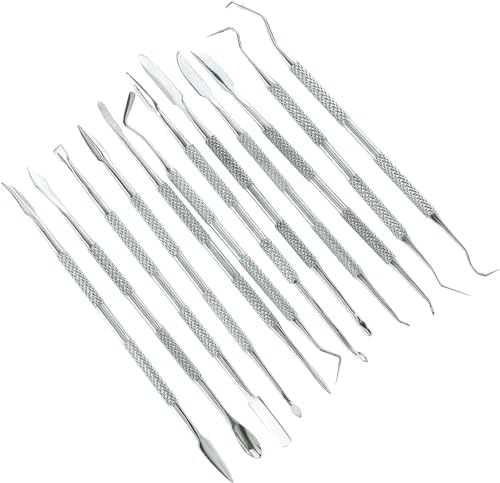 SE 12-Piece Stainless Steel Wax Carvers Set, Wax & Clay Sculpting Tools, Double Ended Carving Kit for Modeling, Sculpting and Shaping, Silver - DD312 by SE