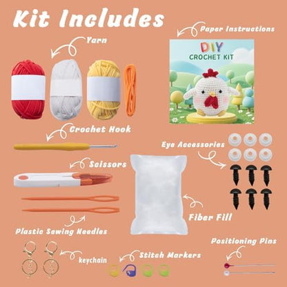 EOKPHULL Crochet Kit for Beginners, Easy DIY Crochet & Knitting Kit for Adults with Step-by-Step Video Tutorials, Yarns, Stuffing, Crochet Hook and Accessories, Crochet Craft Set - Image 3