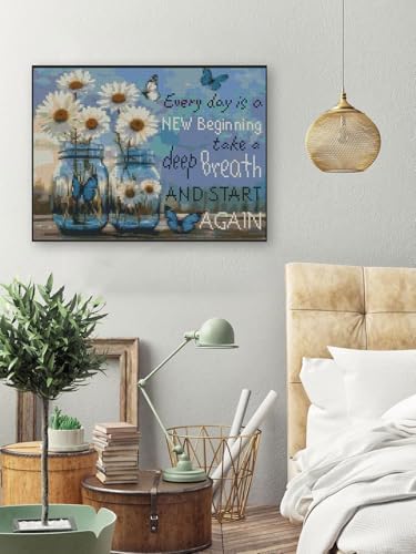 Flower Stamped Cross Stitch Kits Cross Stitch Patterns，Dimensions Cross Stitch Kits Embroidery Kit Arts and Crafts for Beginners 15.7x11.8 inch - Image 5