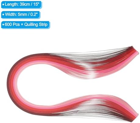PATIKIL 600pcs Rainbow Quilling Strips Paper 3/16"(5mm) 15" Gradient Red - Image 2