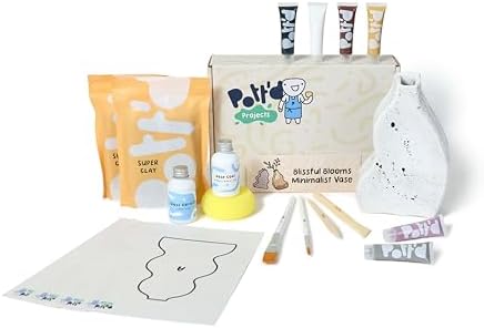 Pott'd Mini Pottery Kits | Air Dry Clay Pottery Kit for Adults | Includes Paints, Brushes, and Potters Tools | Free Online Step-by-Step Tutorial | Perfect for Beginners | Bring The Studio to Your Home by Pottd