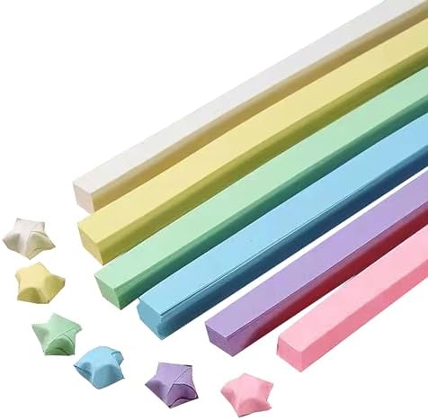 1080 Sheets Origami Star Paper 6 Macaron Color Strips Double Sided Lucky Star Decoration Folding Paper for DIY Hand Art Supplies (macaron-1080 sheets) by YYaaloa