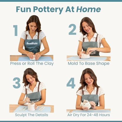 2.2LBS Air Dry Clay - Modeling Clay for Pottery, No Bake No Kiln Required | 1kg Airdry Clay for Beginners Pottery Kit Adults DIY Art Craft Set Project (White) - Image 3